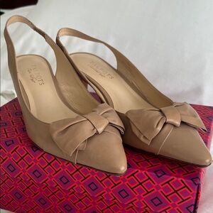 Talbots Women's Beige Bow Slingback Heels